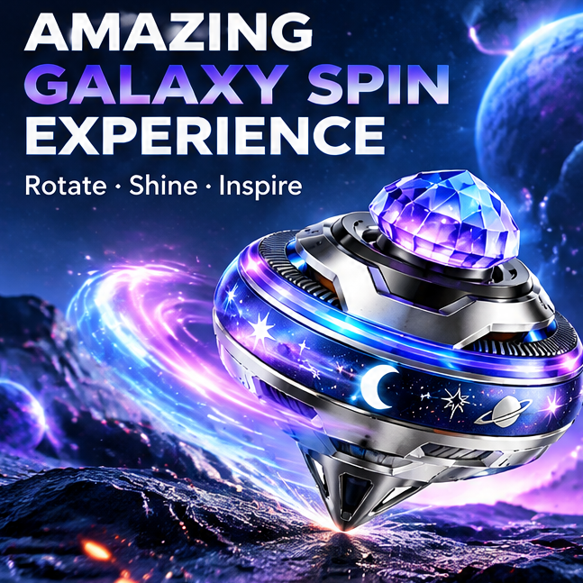 LED Galaxy Spinning Top Toy - Crystal Gem Light Up Rotating Gyro Fidget Toy, Desktop Stress Relief Toy, Party Favor Gift for Boys & Girls