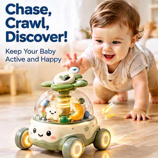 3-in-1 Baby Spinning Walker Car with Music and Lights - The Ultimate Tummy Time & Crawling Trainer
