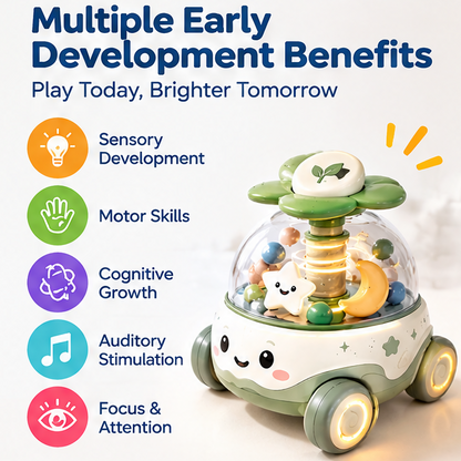 3-in-1 Baby Spinning Walker Car with Music and Lights - The Ultimate Tummy Time & Crawling Trainer