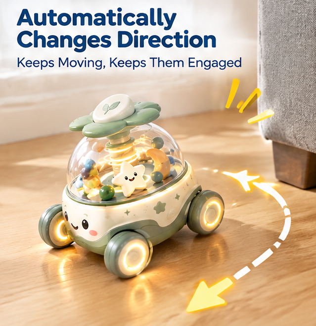 3-in-1 Baby Spinning Walker Car with Music and Lights - The Ultimate Tummy Time & Crawling Trainer