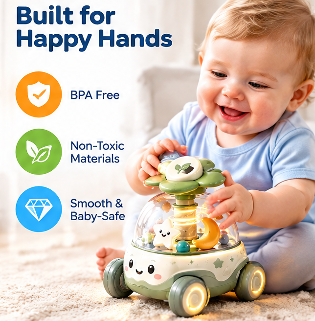 3-in-1 Baby Spinning Walker Car with Music and Lights - The Ultimate Tummy Time & Crawling Trainer