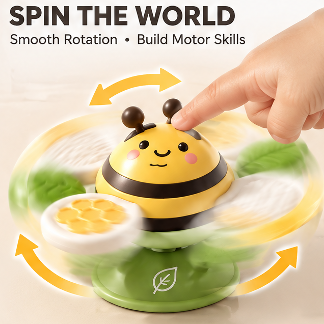 Animal Suction Cup Rotating Spinner Toys - 3-Pack Sensory High Chair & Bath Toys for Infants & Toddlers