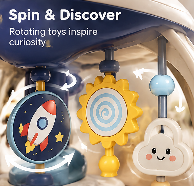 Baby Space Activity Center Toy - Light-Up Galaxy Table with Spiral Ball Ramp, Planet Spinner & Musical Rattles - Early Educational Development Toy for Infants & Toddlers
