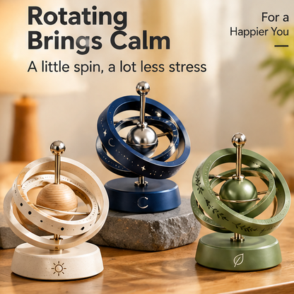 Kinetic Spinning Gyro Desktop Toys (Set of 3) - Multi-Ring Celestial Rotating Decor for Office, Anxiety Relief & Focus