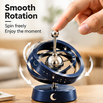 Kinetic Spinning Gyro Desktop Toys (Set of 3) - Multi-Ring Celestial Rotating Decor for Office, Anxiety Relief & Focus