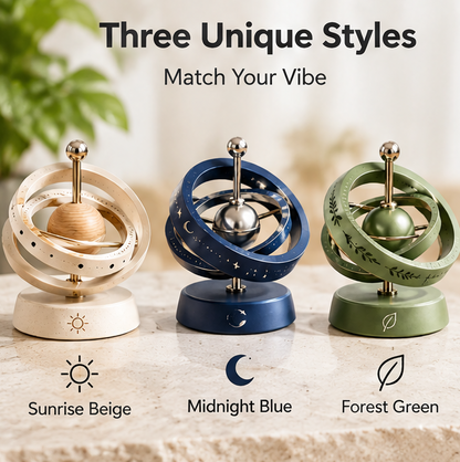 Kinetic Spinning Gyro Desktop Toys (Set of 3) - Multi-Ring Celestial Rotating Decor for Office, Anxiety Relief & Focus