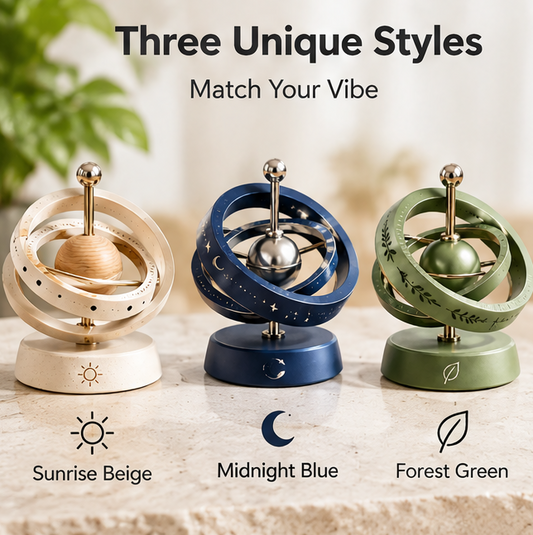 Kinetic Spinning Gyro Desktop Toys (Set of 3) - Multi-Ring Celestial Rotating Decor for Office, Anxiety Relief & Focus