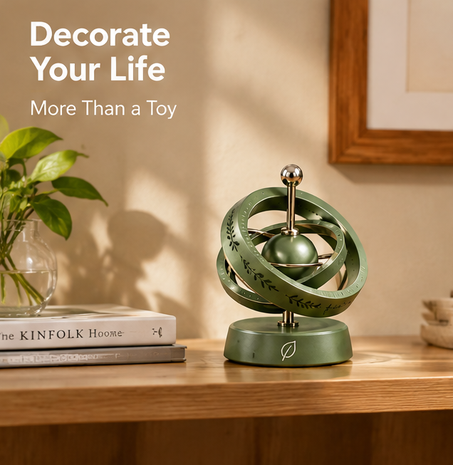 Kinetic Spinning Gyro Desktop Toys (Set of 3) - Multi-Ring Celestial Rotating Decor for Office, Anxiety Relief & Focus