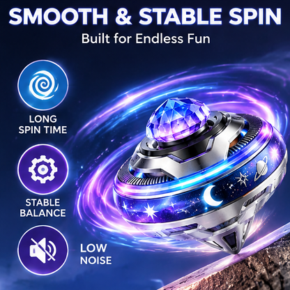 LED Galaxy Spinning Top Toy - Crystal Gem Light Up Rotating Gyro Fidget Toy, Desktop Stress Relief Toy, Party Favor Gift for Boys & Girls