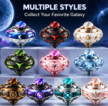LED Galaxy Spinning Top Toy - Crystal Gem Light Up Rotating Gyro Fidget Toy, Desktop Stress Relief Toy, Party Favor Gift for Boys & Girls