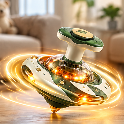 Light Up Spinning Top Toy - Botanical & Celestial Design LED Rotating Spinner for Toddlers - Educational Sensory Toy Birthday Gift