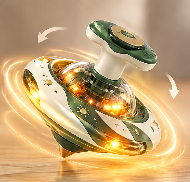 Light Up Spinning Top Toy - Botanical & Celestial Design LED Rotating Spinner for Toddlers - Educational Sensory Toy Birthday Gift