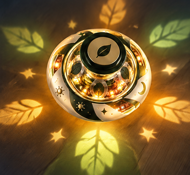 Light Up Spinning Top Toy - Botanical & Celestial Design LED Rotating Spinner for Toddlers - Educational Sensory Toy Birthday Gift