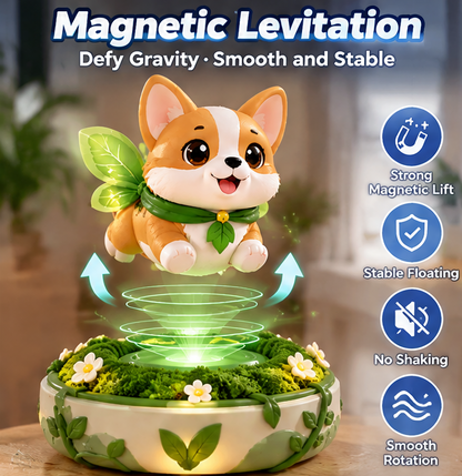 Magnetic Levitating Pet Toy - 360° Auto Rotating Floating Cute Figure with Dynamic Music & Colorful LED Lights