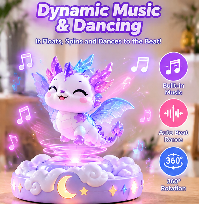 Magnetic Levitating Pet Toy - 360° Auto Rotating Floating Cute Figure with Dynamic Music & Colorful LED Lights