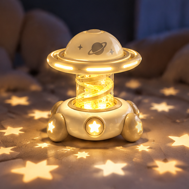 Novelty Space Flying Saucer Spinning Top with Light & Sound - Interactive Sensory Fidget Toy for Kids - Birthday Party Favor