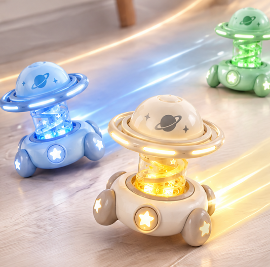 Novelty Space Flying Saucer Spinning Top with Light & Sound - Interactive Sensory Fidget Toy for Kids - Birthday Party Favor